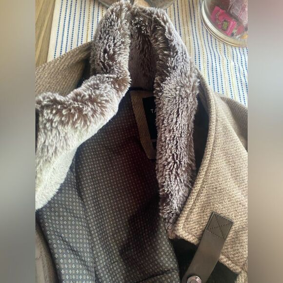 Tarocash Mens Wool Blend Jacket Brown Size XL Long Sleeve Zip Buttons - Picture 6 of 16